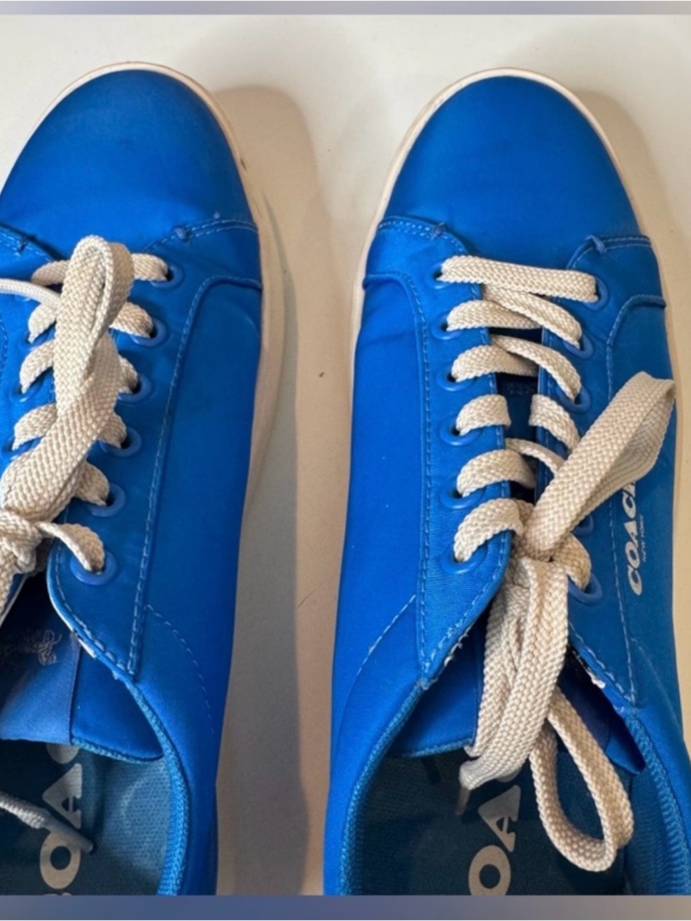 Coach Mens Clip Nylon Low Top Sneaker Size 12D Color Bright Blue - Picture 4 of 10